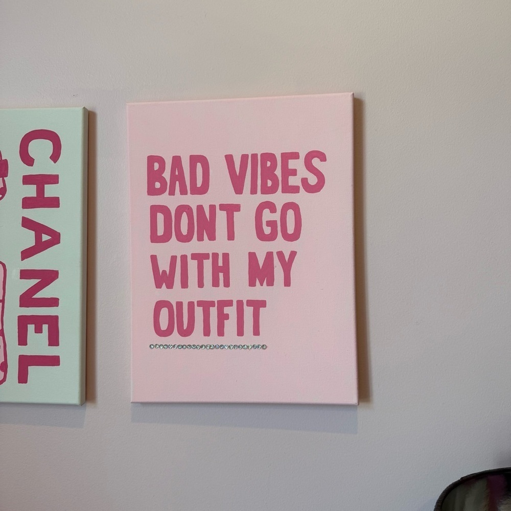 Wall Art with Bold Text Cheetah Dress Rhinestone Girly Painting Canvases 4